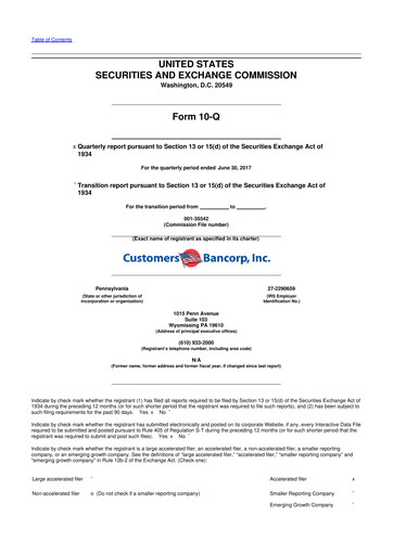 Thumbnail Customers Bancorp
 10-Q Quarterly Report FY2017 