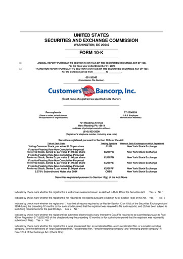 Thumbnail Customers Bancorp
 10-K Annual Report 2020