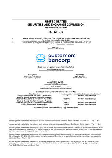 Thumbnail Customers Bancorp
 10-K Annual Report 2021