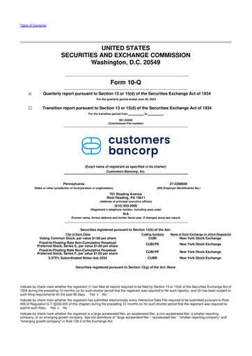 Thumbnail Customers Bancorp
 10-Q Quarterly Report FY2023 