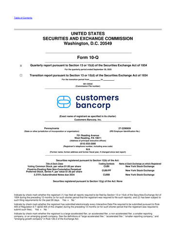 Thumbnail Customers Bancorp
 10-Q Quarterly Report FY2025 