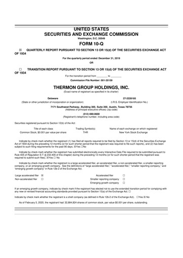 Thumbnail Thermon Group 10-Q Quarterly Report FY2020 