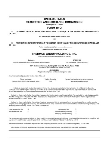 Thumbnail Thermon Group 10-Q Quarterly Report FY2020 