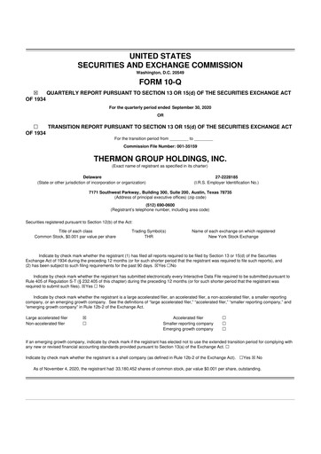 Thumbnail Thermon Group 10-Q Quarterly Report FY2020 