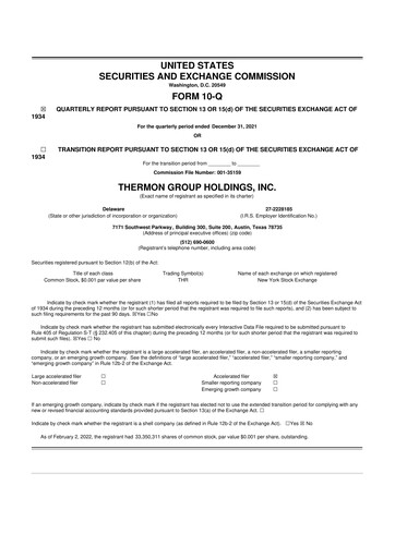 Thumbnail Thermon Group 10-Q Quarterly Report FY2022 