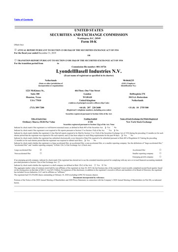 Thumbnail LyondellBasell 10-K Annual Report 2019