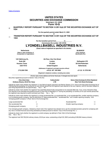 Thumbnail LyondellBasell 10-Q Quarterly Report FY2020 