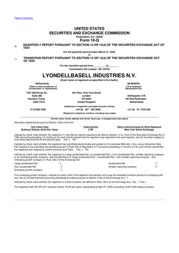 Thumbnail LyondellBasell 10-Q Quarterly Report FY2022 