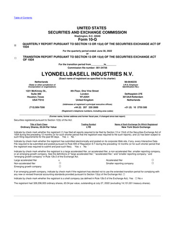 Thumbnail LyondellBasell 10-Q Quarterly Report FY2022 