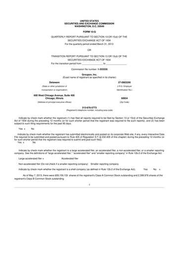 Thumbnail Groupon 10-Q Quarterly Report FY2013 
