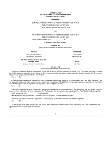 Thumbnail Groupon 10-Q Quarterly Report FY2014 