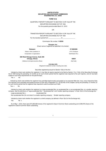Thumbnail Groupon 10-Q Quarterly Report FY2015 