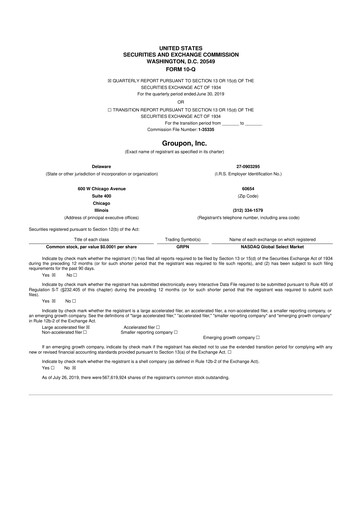 Thumbnail Groupon 10-Q Quarterly Report FY2019 