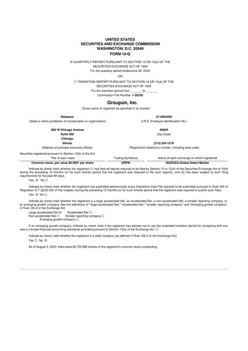 Thumbnail Groupon 10-Q Quarterly Report FY2020 