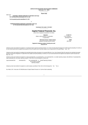 Thumbnail Capitol Federal Financial 10-Q Quarterly Report FY 