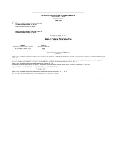 Thumbnail Capitol Federal Financial 10-Q Quarterly Report FY2012 