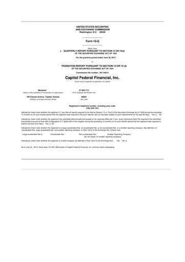 Thumbnail Capitol Federal Financial 10-Q Quarterly Report FY2013 