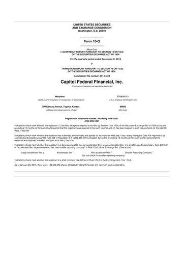 Thumbnail Capitol Federal Financial 10-Q Quarterly Report FY2015 