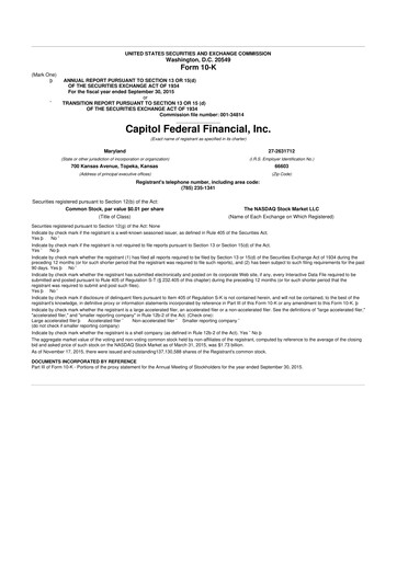 Thumbnail Capitol Federal Financial 10-K Annual Report 2015