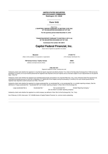 Thumbnail Capitol Federal Financial 10-Q Quarterly Report FY2016 