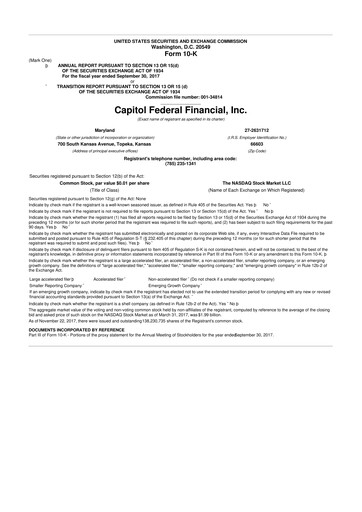 Thumbnail Capitol Federal Financial 10-K Annual Report 2017