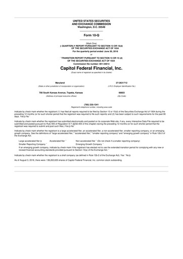 Thumbnail Capitol Federal Financial 10-Q Quarterly Report FY2018 