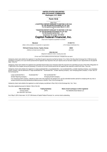 Thumbnail Capitol Federal Financial 10-Q Quarterly Report FY2019 