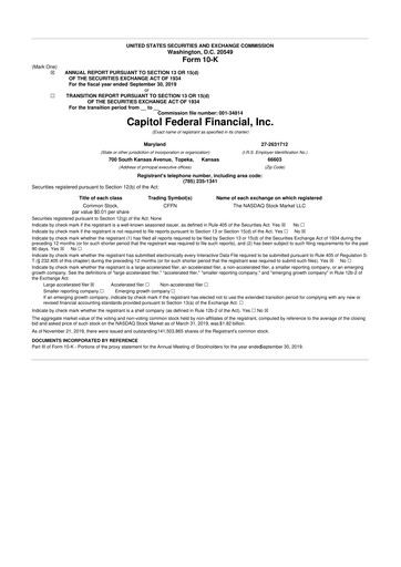 Thumbnail Capitol Federal Financial 10-K Annual Report 2019