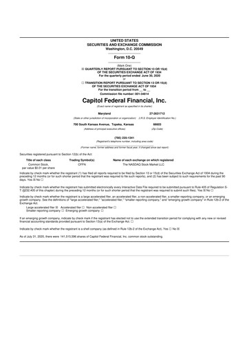 Thumbnail Capitol Federal Financial 10-Q Quarterly Report FY2020 