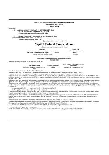 Thumbnail Capitol Federal Financial 10-K Annual Report 2021