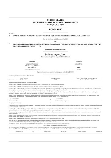 Thumbnail Schrödinger 10-K Annual Report 2022