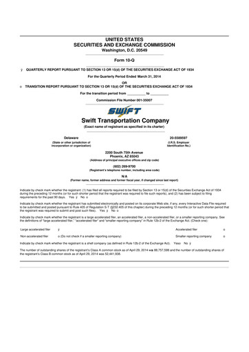 Thumbnail Knight-Swift Transportation
 10-Q Quarterly Report FY2014 