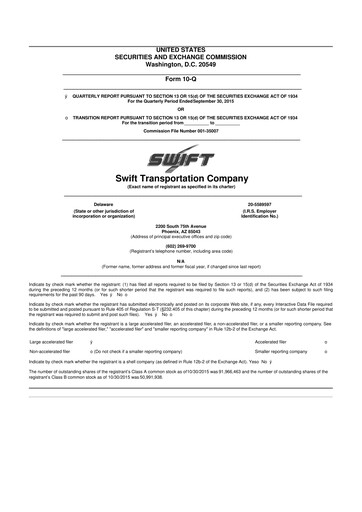 Thumbnail Knight-Swift Transportation
 10-Q Quarterly Report FY2015 