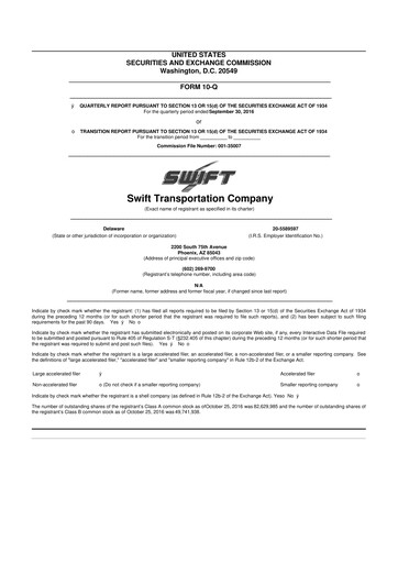 Thumbnail Knight-Swift Transportation
 10-Q Quarterly Report FY2016 
