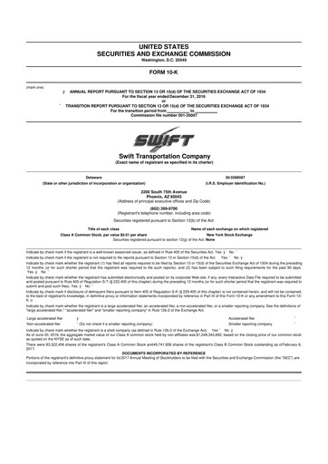 Thumbnail Knight-Swift Transportation
 10-K Annual Report 2016