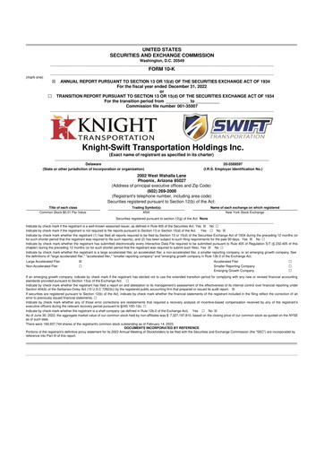 Thumbnail Knight-Swift Transportation
 10-K Annual Report 2022
