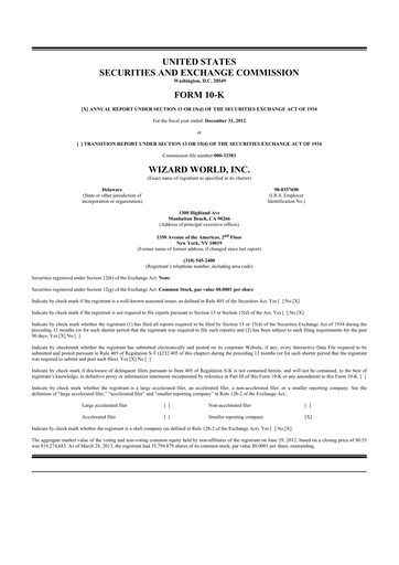 Thumbnail Prairie Operating 10-K Annual Report 2012