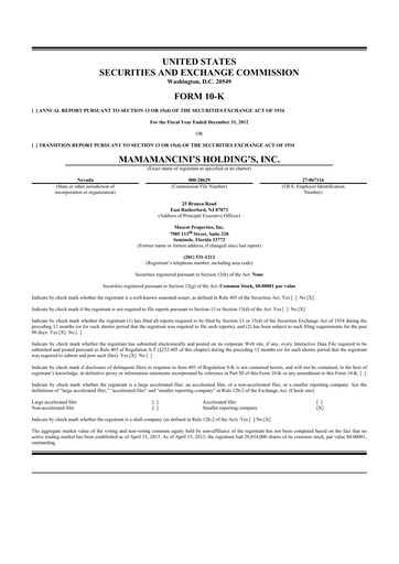 Thumbnail Mama's Creations 10-K Annual Report 2012