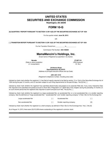 Thumbnail Mama's Creations 10-Q Quarterly Report FY2013 