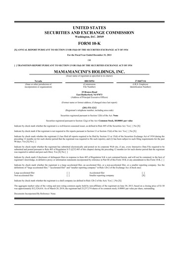 Thumbnail Mama's Creations 10-K Annual Report 2013