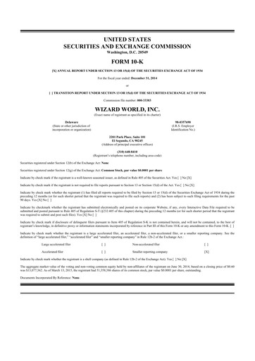 Thumbnail Prairie Operating 10-K Annual Report 2014