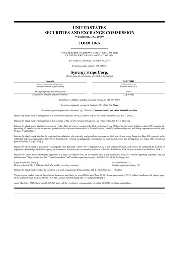 Thumbnail Synergy CHC 10-K Annual Report 2014