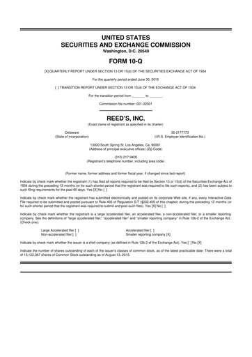 Vorschaubild Reed's, Inc. 10-Q Quartalsbericht  