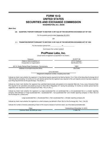 Thumbnail ProPhase Labs 10-Q Quarterly Report FY2015 