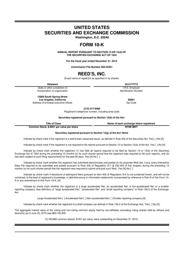 Miniature Reed's, Inc. 10-K Rapport annuel 2015