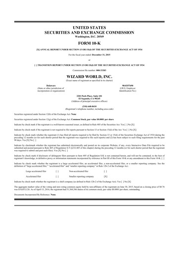 Thumbnail Prairie Operating 10-K Annual Report 2015