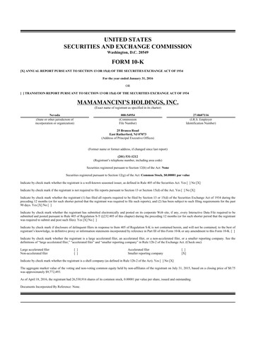 Thumbnail Mama's Creations 10-K Annual Report 2016