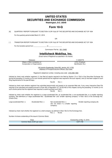 Miniature Intellicheck 10-Q Rapport trimestriel  