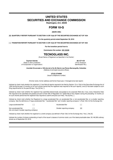 Thumbnail Tecnoglass 10-Q Quarterly Report FY2016 