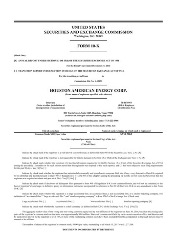 Thumbnail Houston American Energy 10-K Annual Report 2016